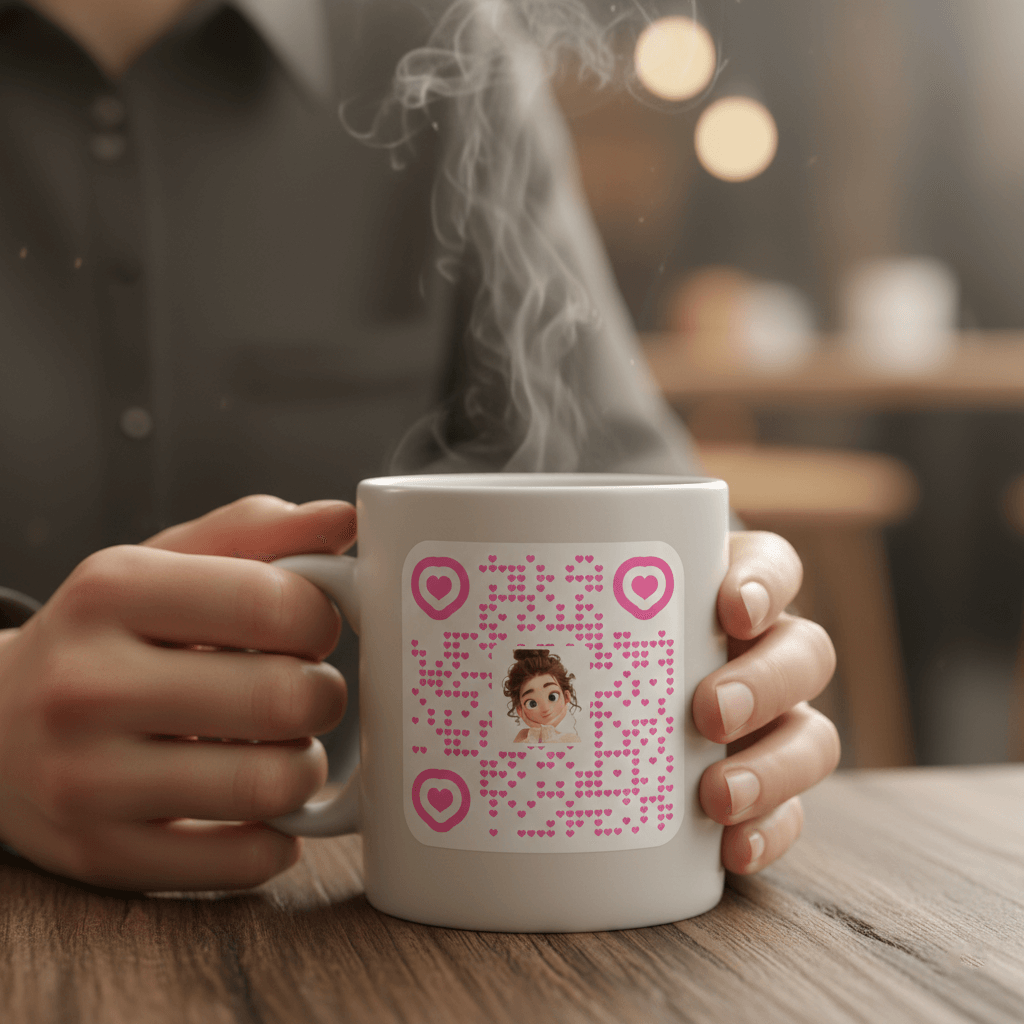 Heart QR coffee cup